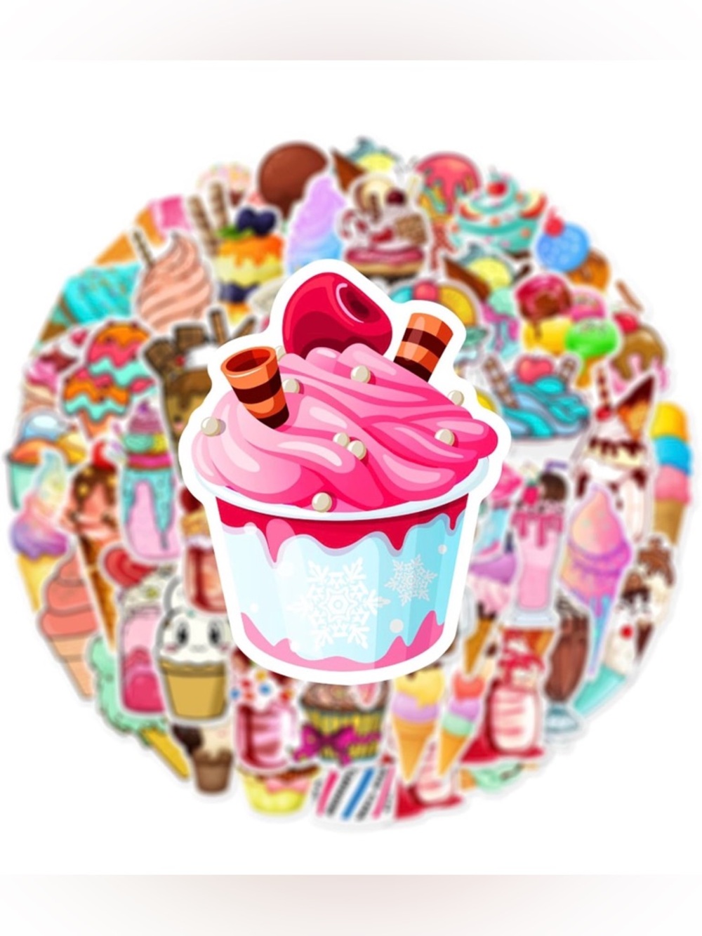 Kawaii Ice Cream & Sweet Treat Vinyl Sticker Bundle | 2 Sets of 20 Waterproof - Picture 2 of 9